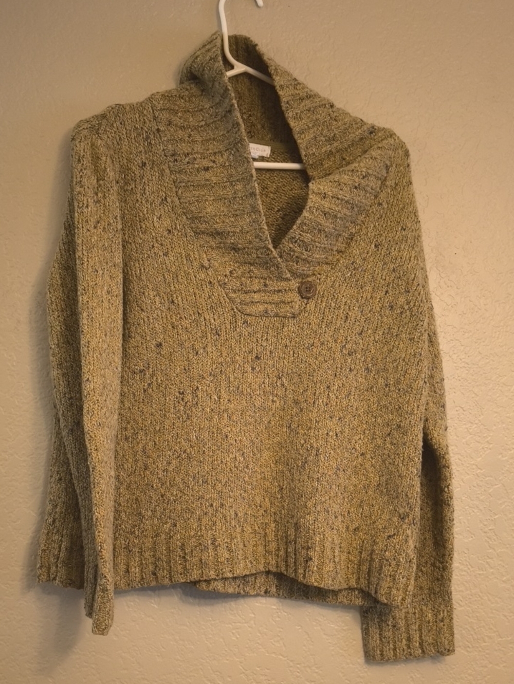 Charter Club Women's L Olive-Gray-Tan Tone Shawl Collar Pullover Sweater